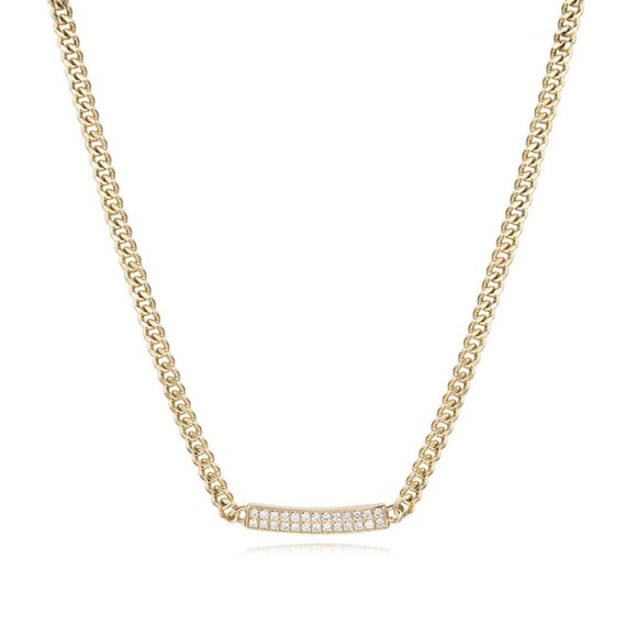 AdornA Jewelry - Bar Pave Round Diamond 14K Yellow Gold Bracelet